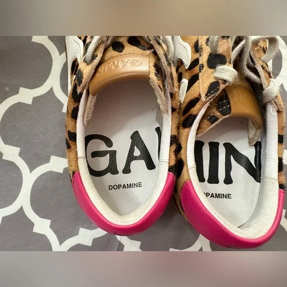 GAMIN DOPAMINE Leopard Fur Print and Hot Pink Sneakers - Picture 10 of 12